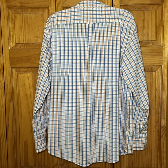 Men's Izod Long Sleeve Blue and Orange Plaid Button Down Shirt Size XL - Picture 6 of 10